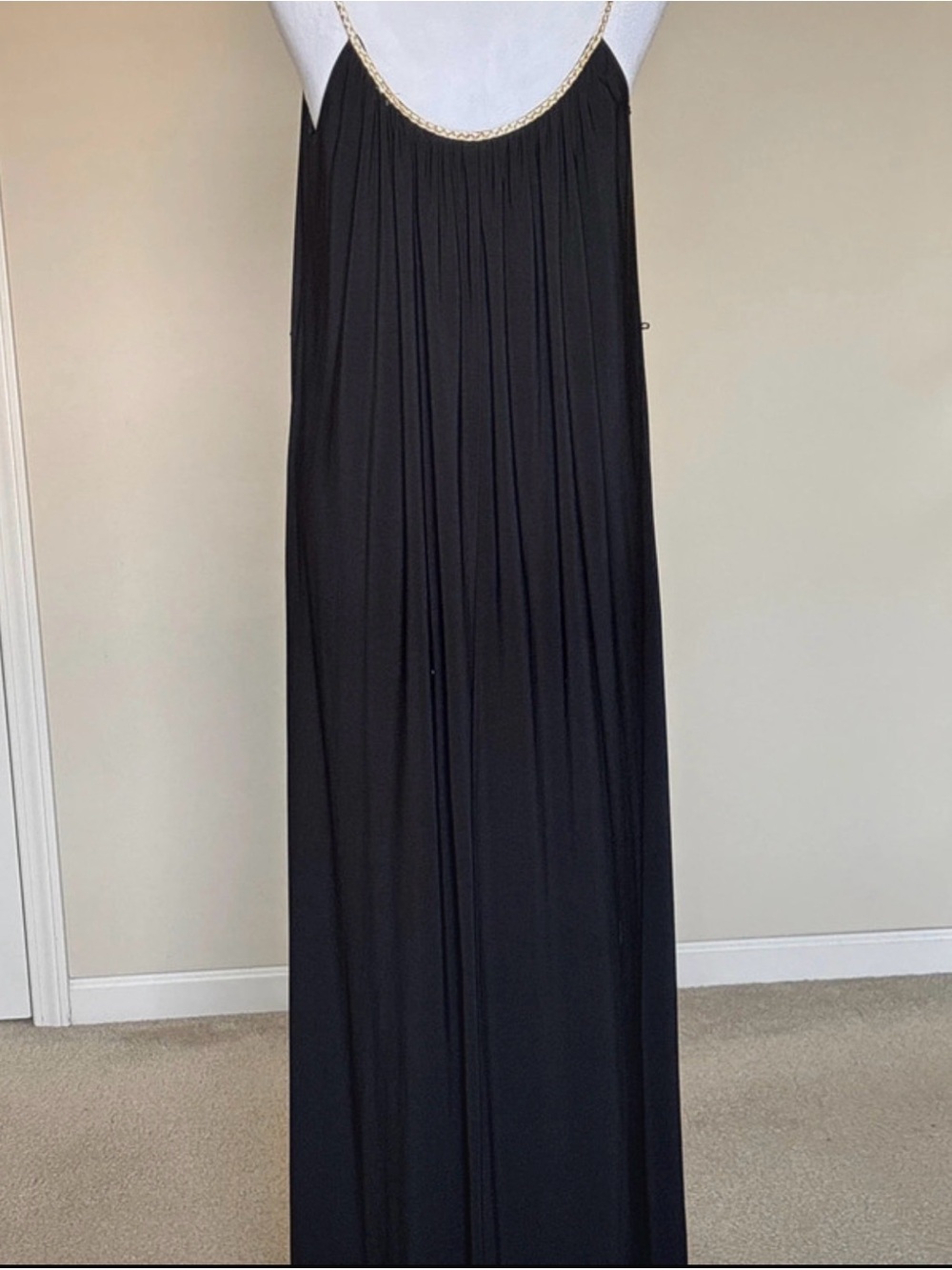 Tiana B. Black Maxi Skirt with Gold Trim